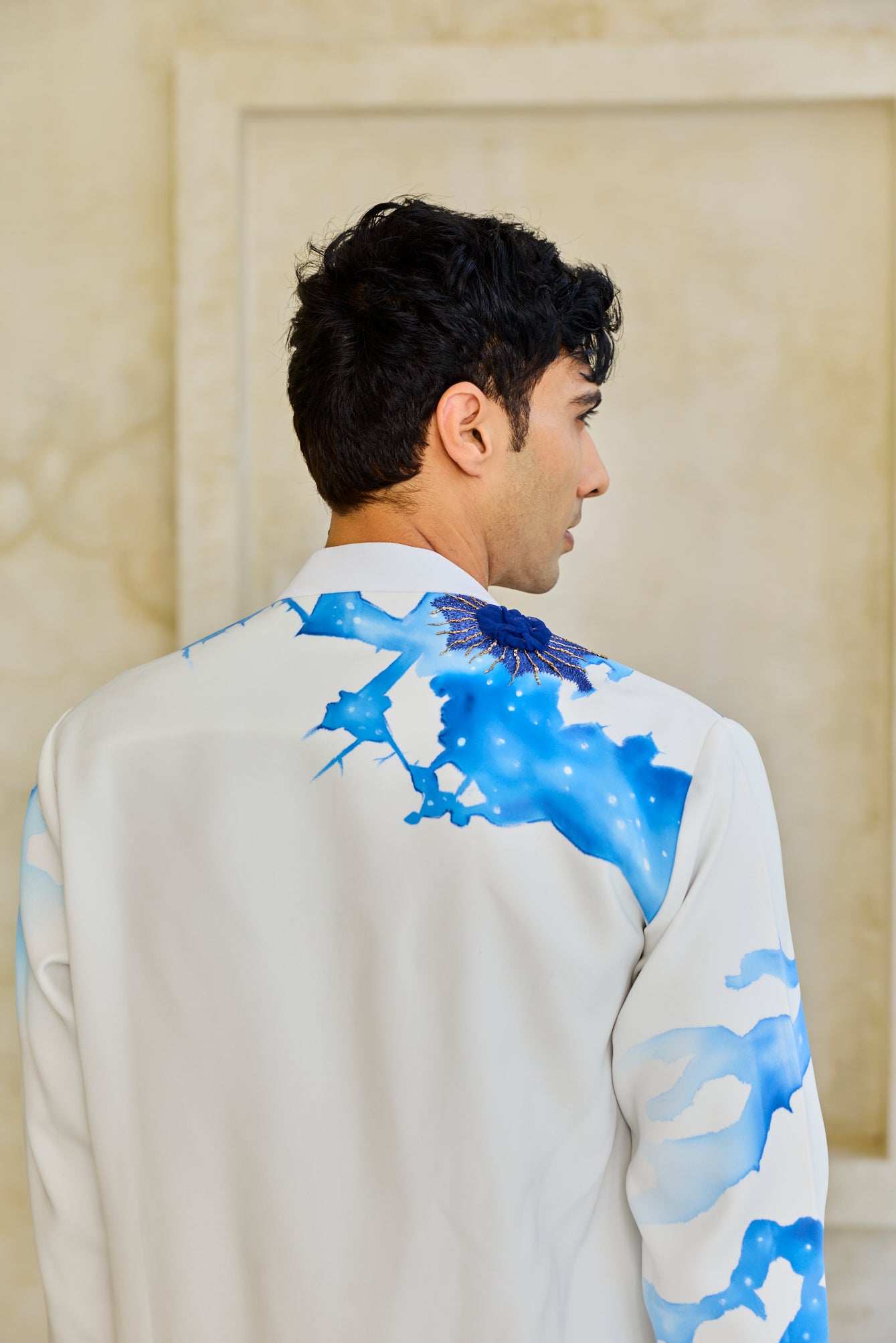 White blue coral kurta set