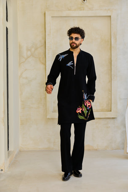 Black dragonfly kurta set