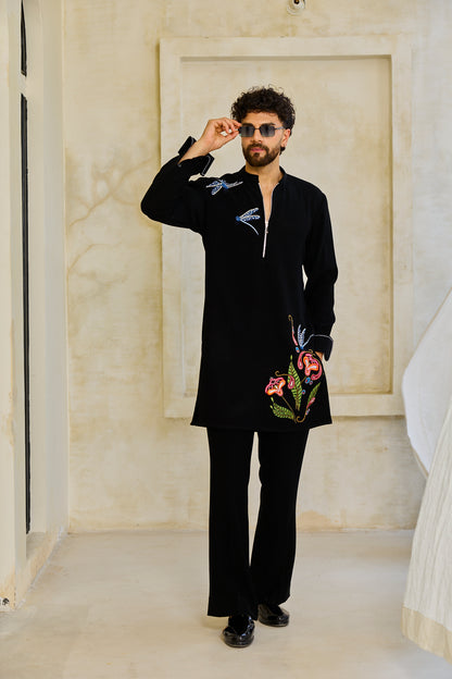 Black dragonfly kurta set