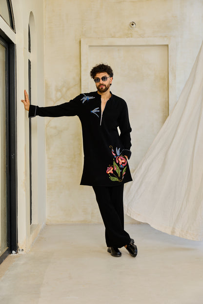 Black dragonfly kurta set