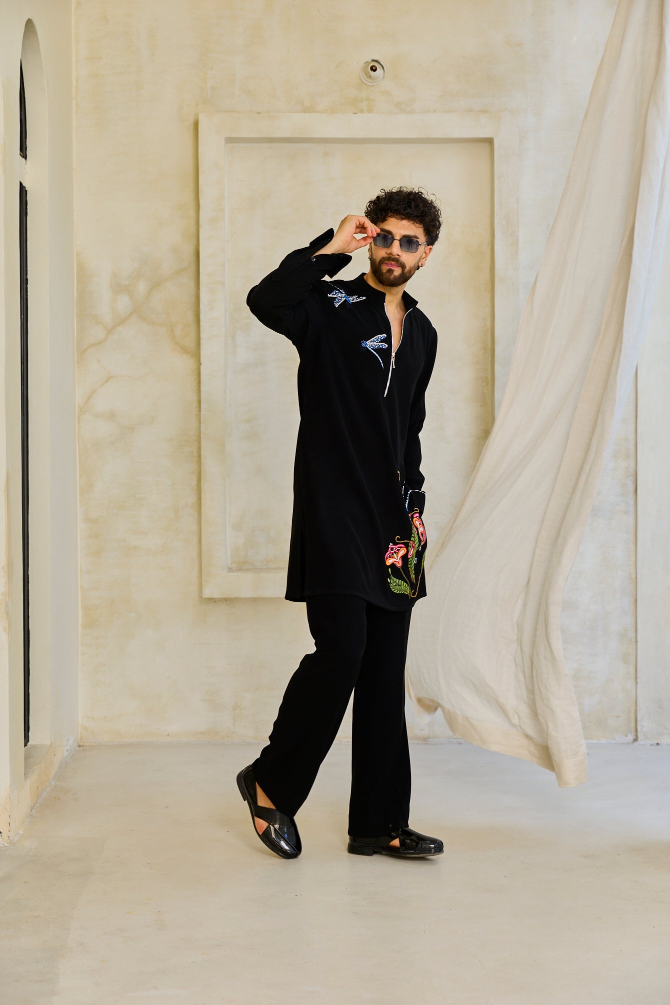 Black dragonfly kurta set