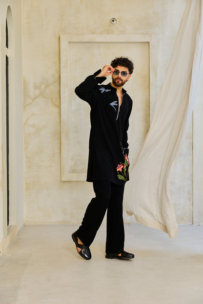 Black dragonfly kurta set