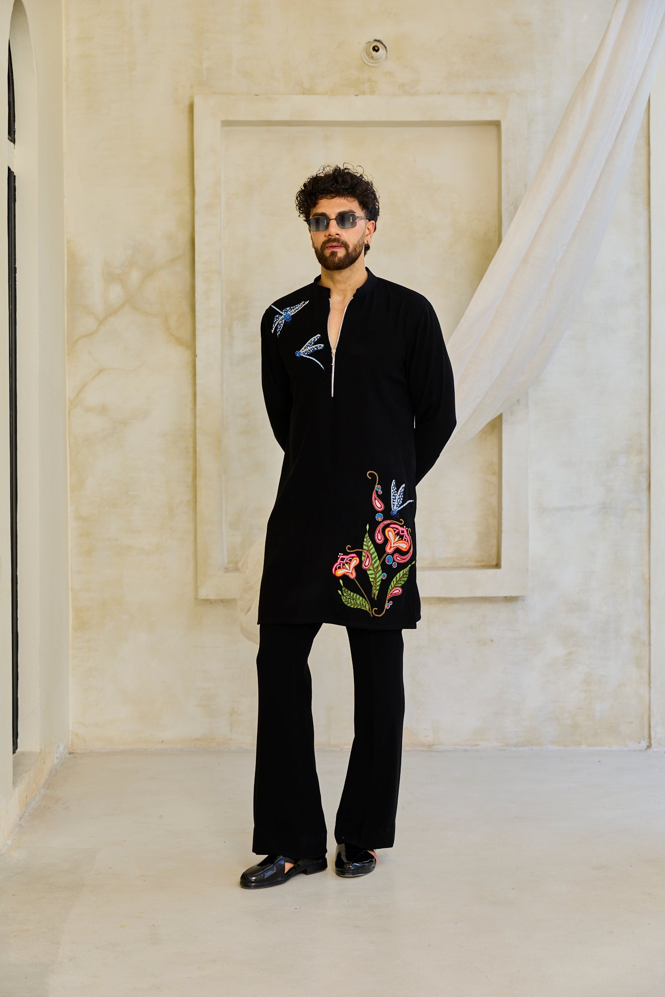 Black dragonfly kurta set