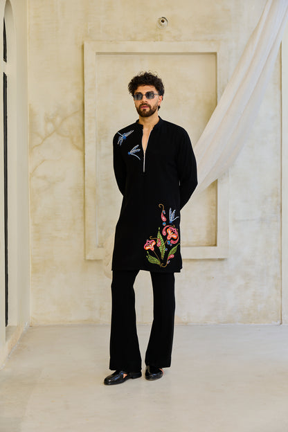 Black dragonfly kurta set