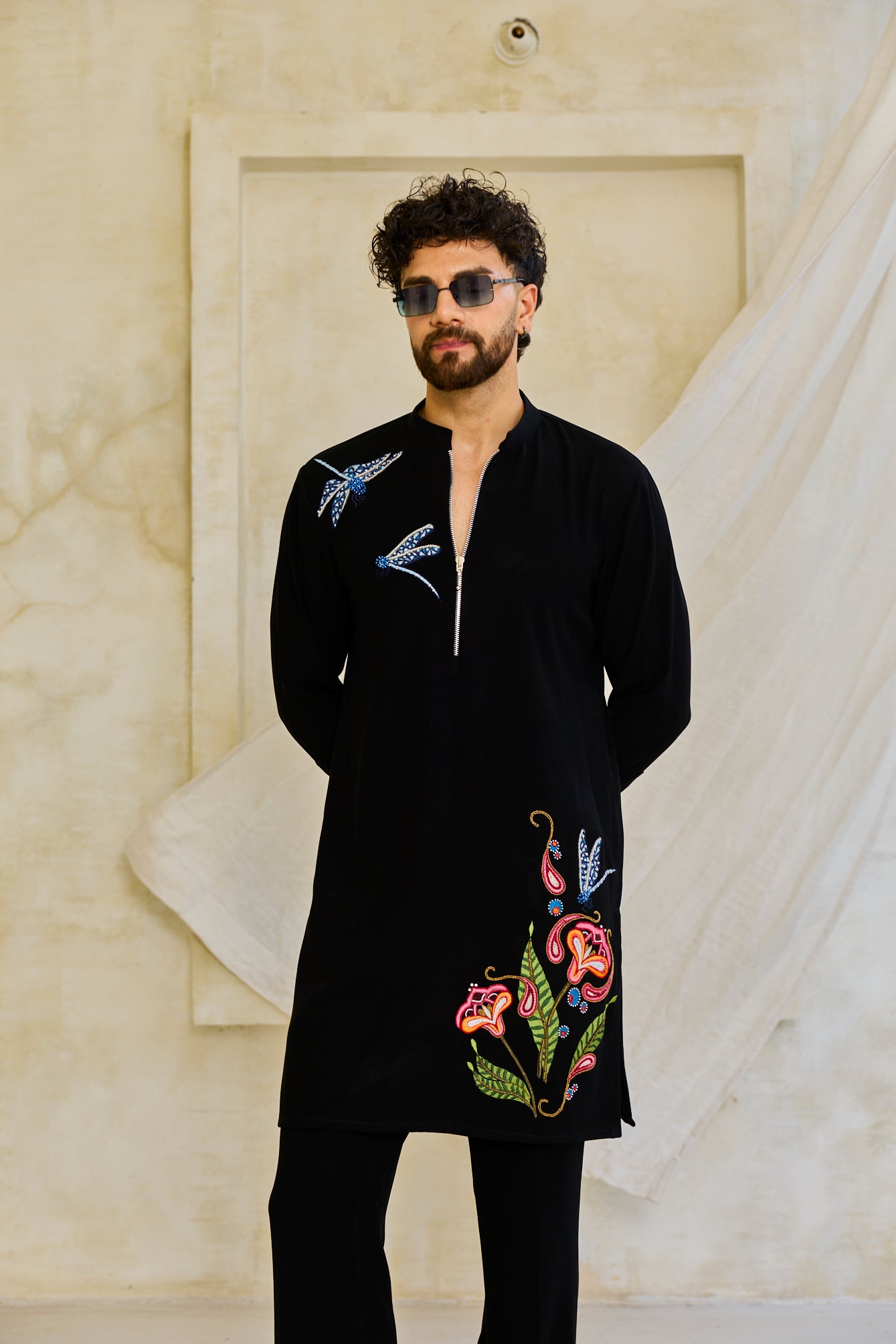 Black dragonfly kurta set