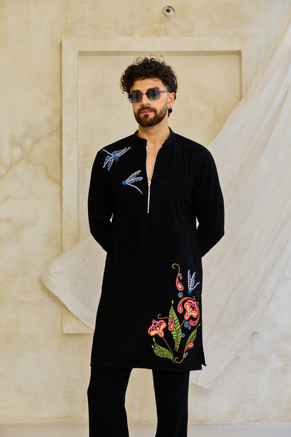 Black dragonfly kurta set