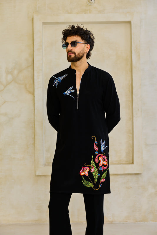 Black dragonfly kurta set