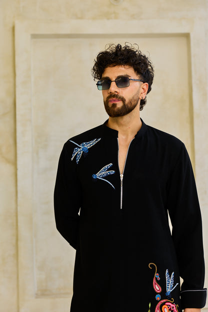 Black dragonfly kurta set