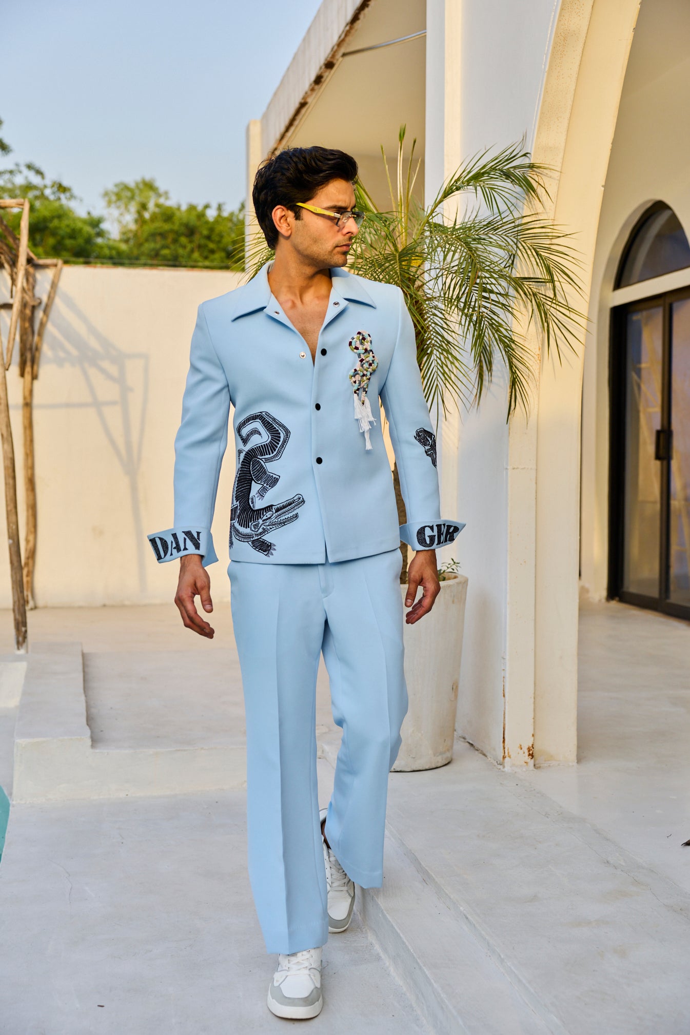 BLUE CROCODILE JACKET SET