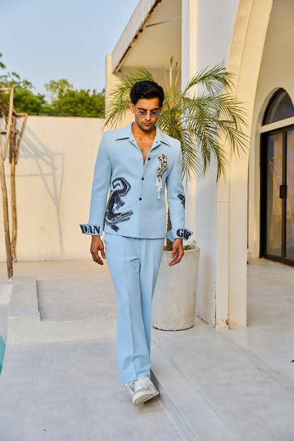 BLUE CROCODILE JACKET SET