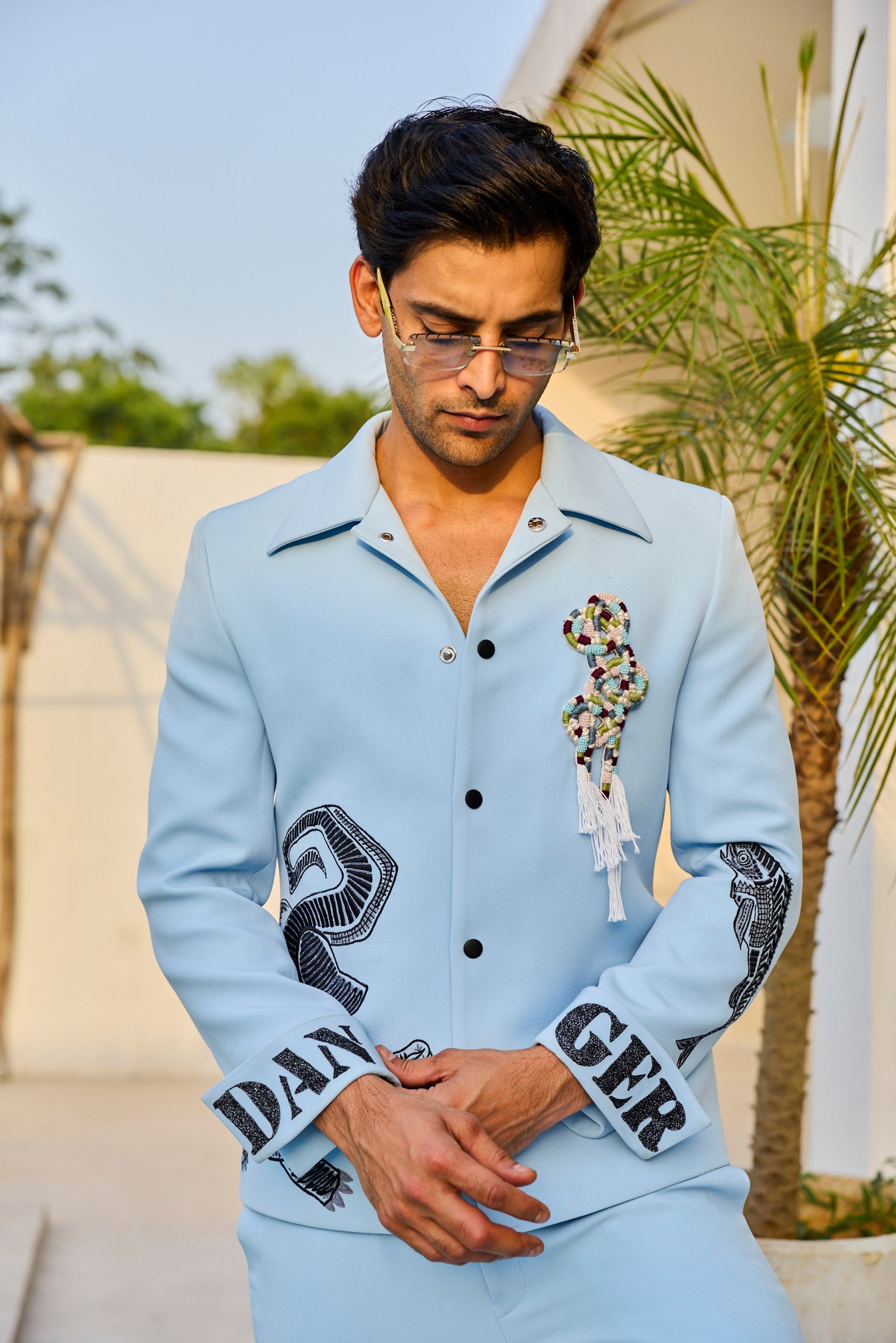 BLUE CROCODILE JACKET SET