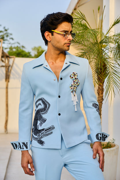 BLUE CROCODILE JACKET SET
