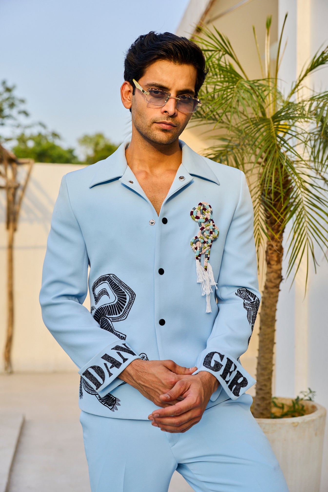 BLUE CROCODILE JACKET SET