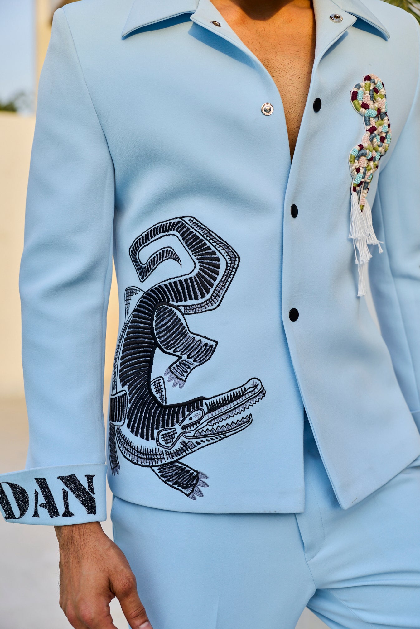 BLUE CROCODILE JACKET SET