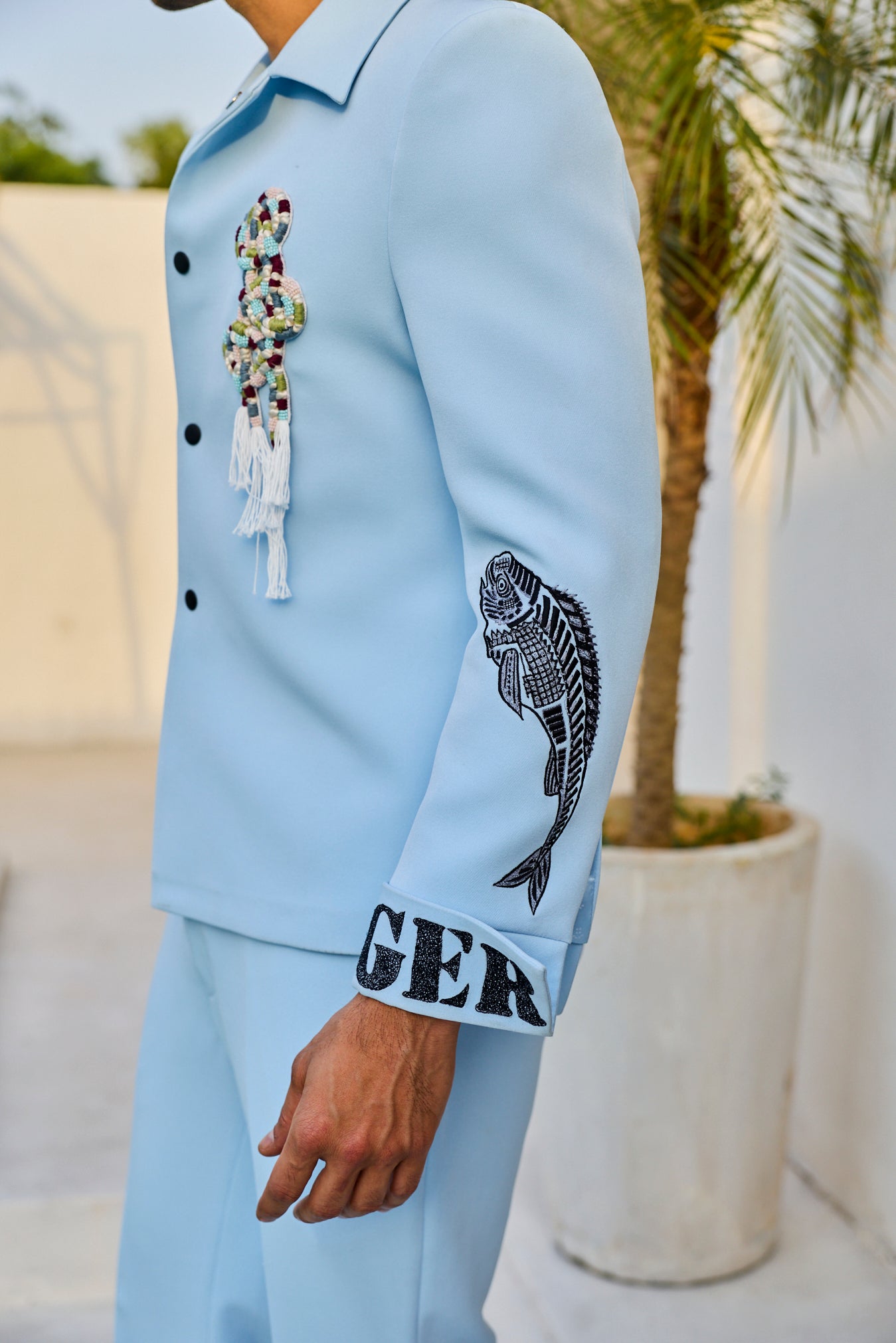 BLUE CROCODILE JACKET SET