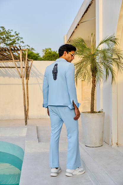 BLUE CROCODILE JACKET SET