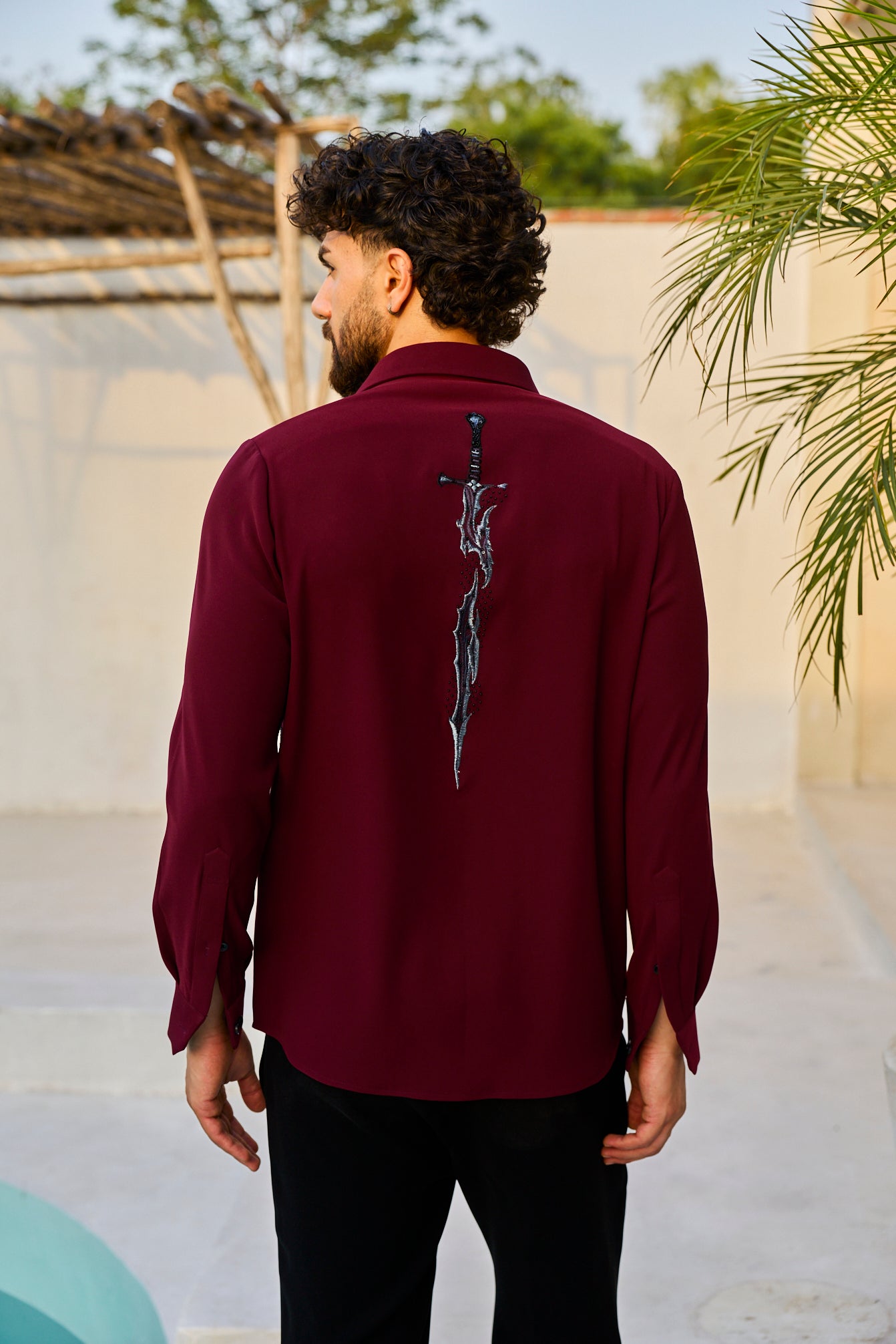 Burgundy Noir Embroidered Shirt