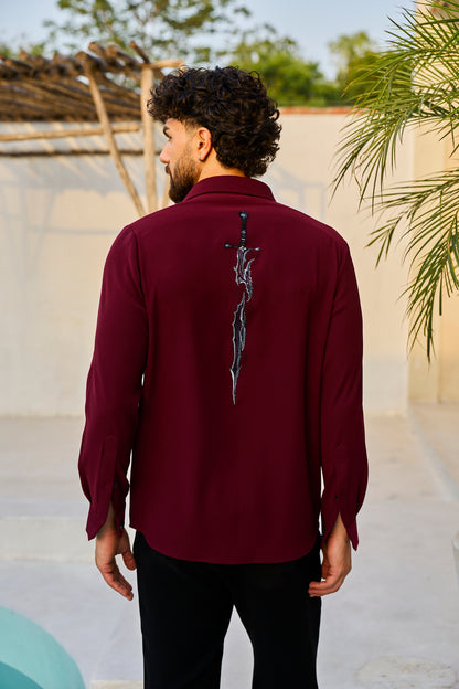 Burgundy Noir Embroidered Shirt