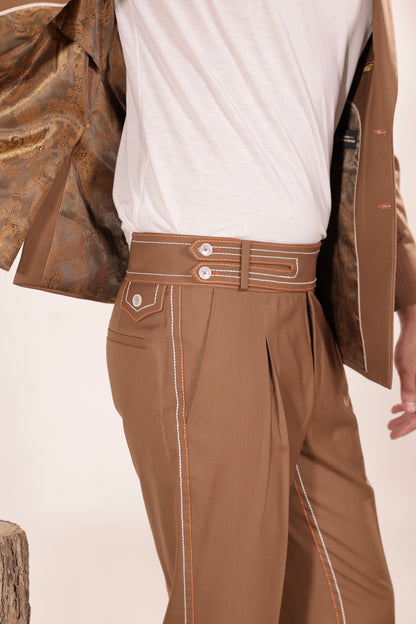 Mocha Contrast-Edge Two-Piece Set