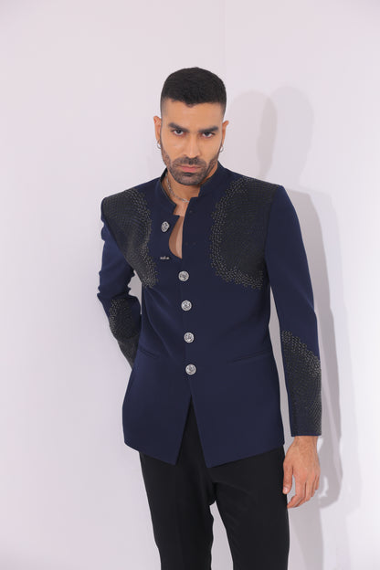 The Celestial Cobalt Embellished Bandgala