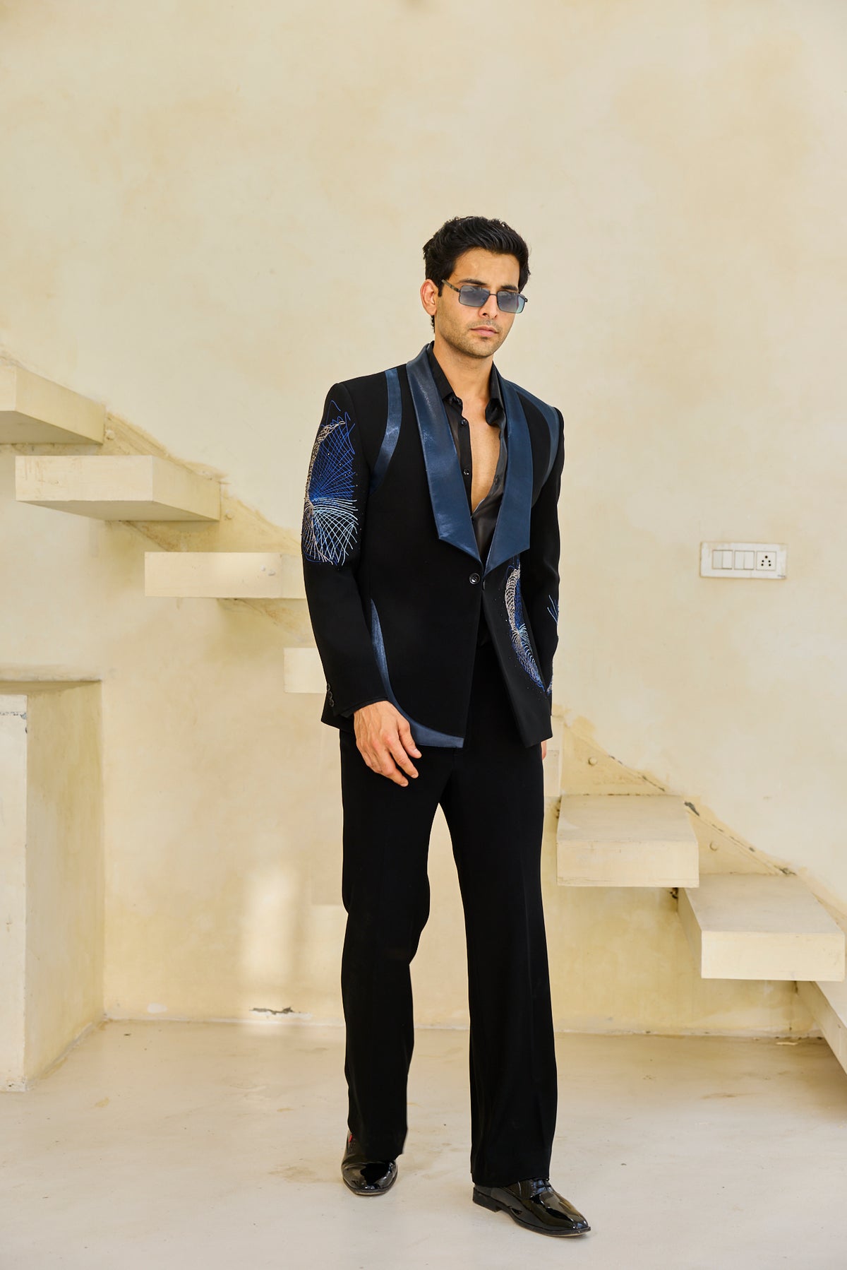 Cobalt Linea Embroidered Tuxedo Set