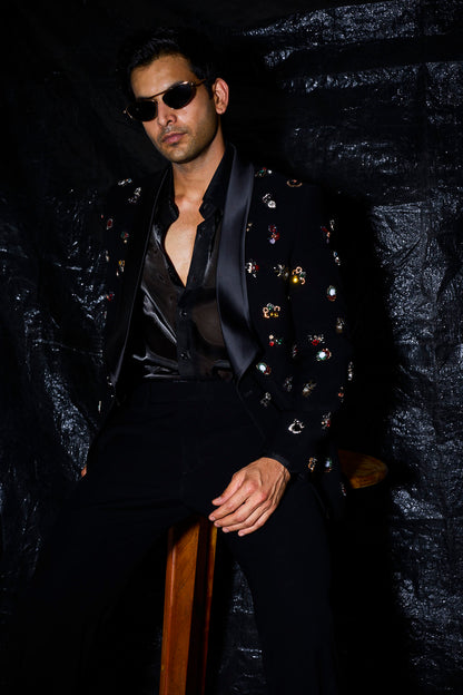 Jeweled Obsidian Tuxedo Set
