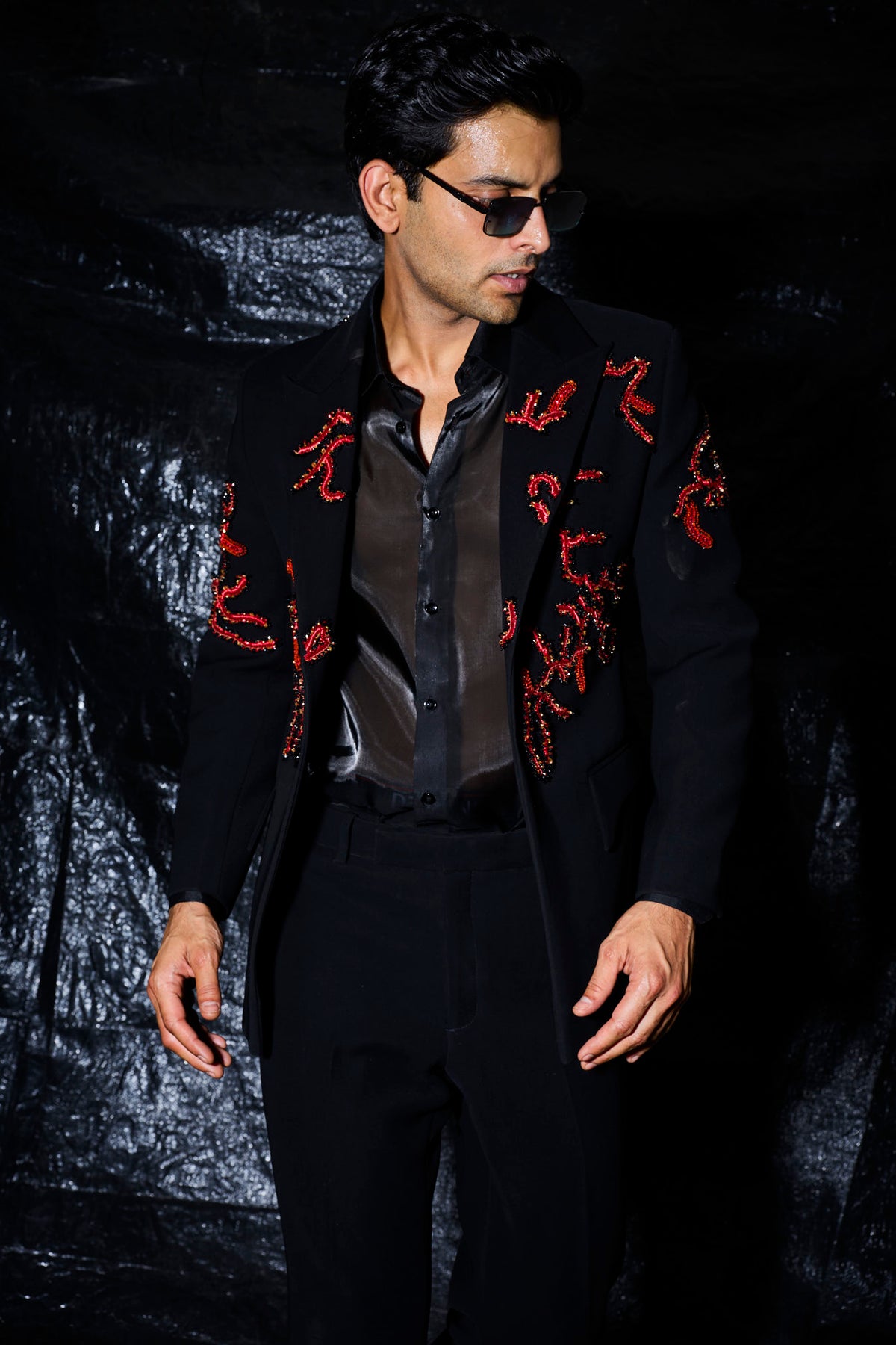 Crimson Vein Embellished Tuxedo