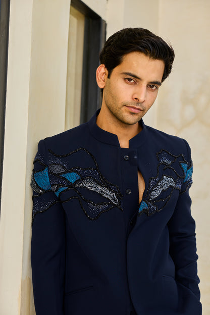 The Azure Crest Cut-Out Bandgala Set