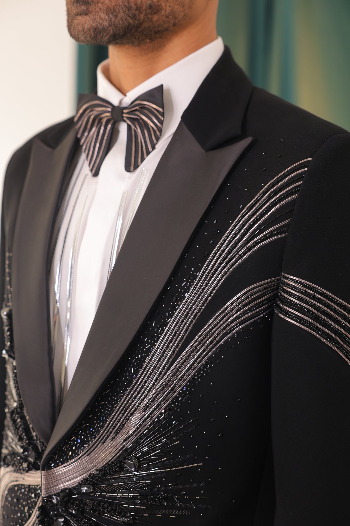 Astral Flow Metallic-Wire Dinner Suit