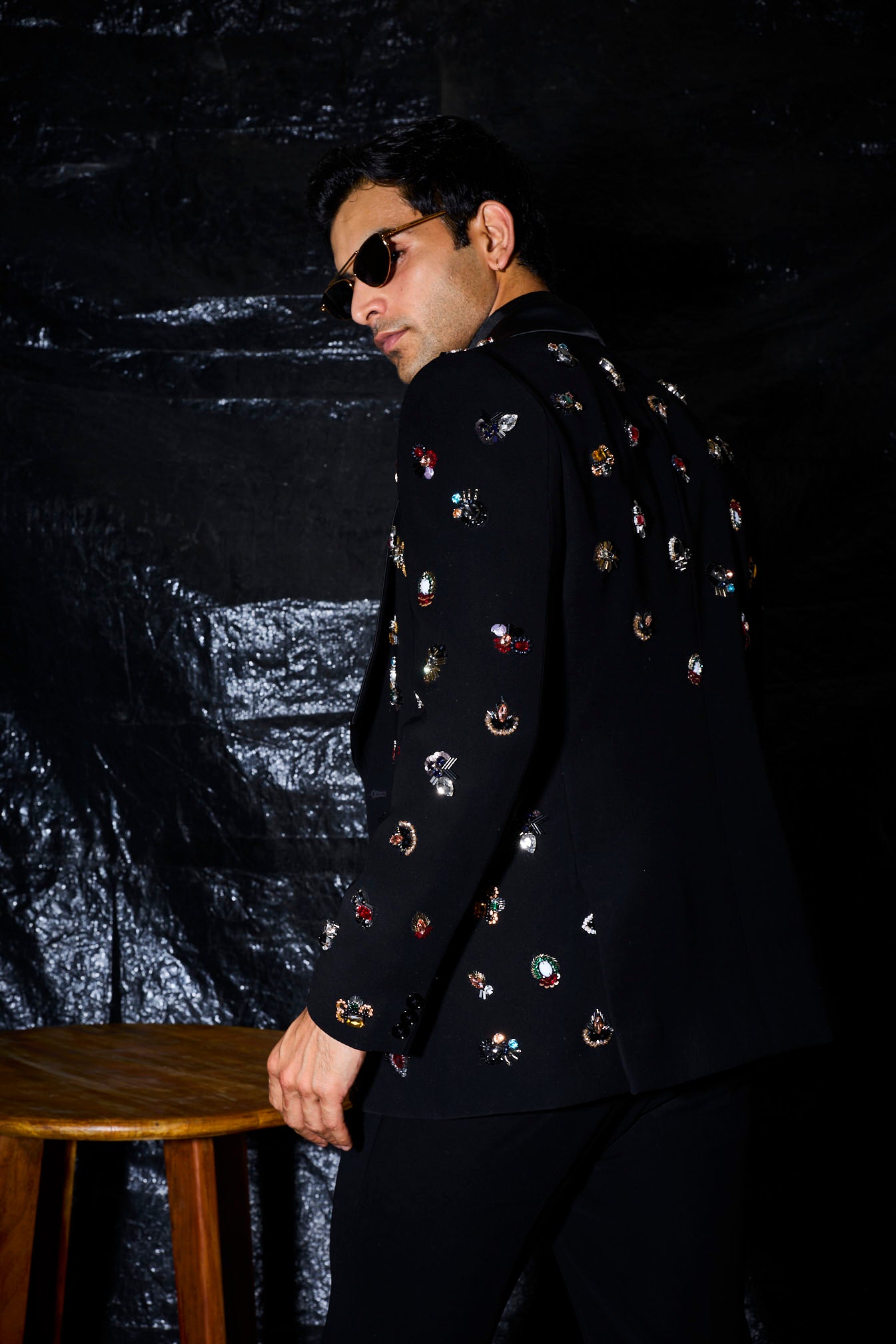Jeweled Obsidian Tuxedo Set