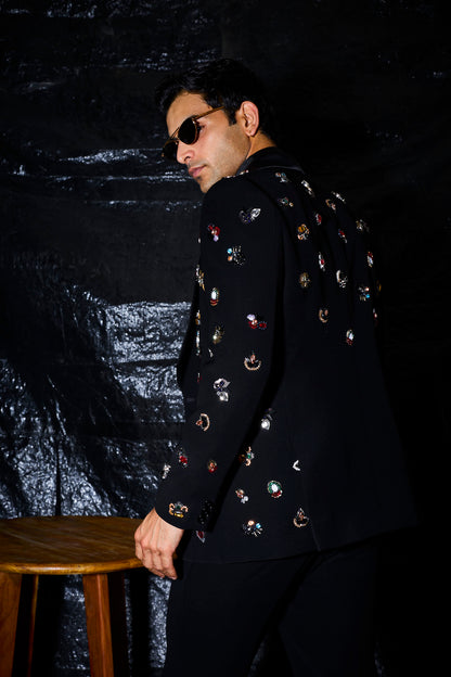 Jeweled Obsidian Tuxedo Set
