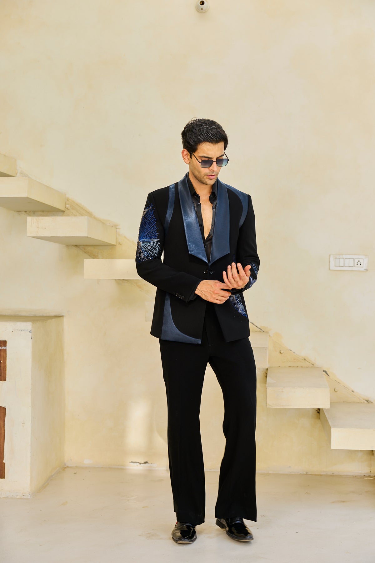 Cobalt Linea Embroidered Tuxedo Set