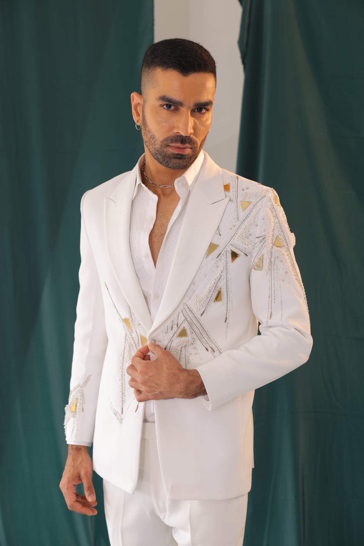 Aurelia Geometric Embellished Evening Suit