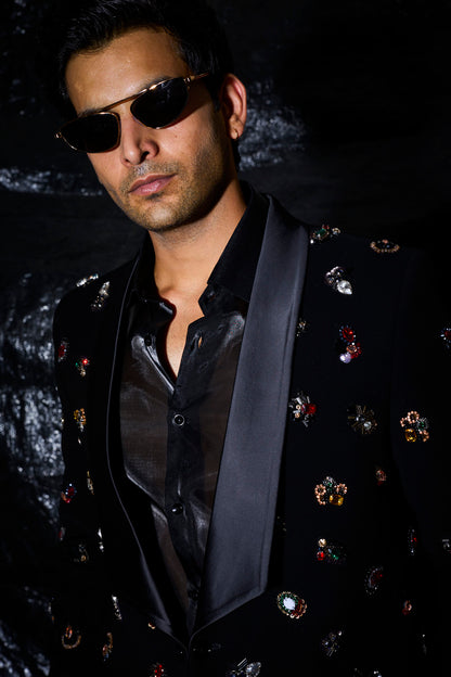 Jeweled Obsidian Tuxedo Set