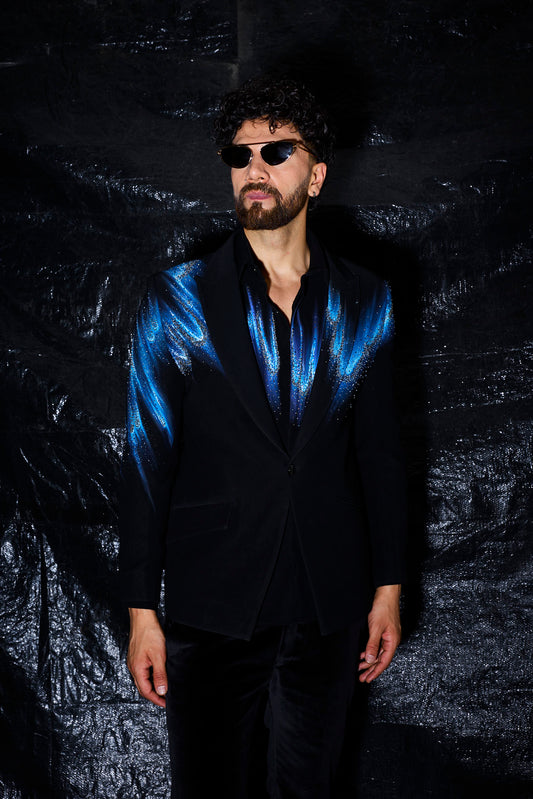 Electric Cobalt Hand-Embroidered Tuxedo