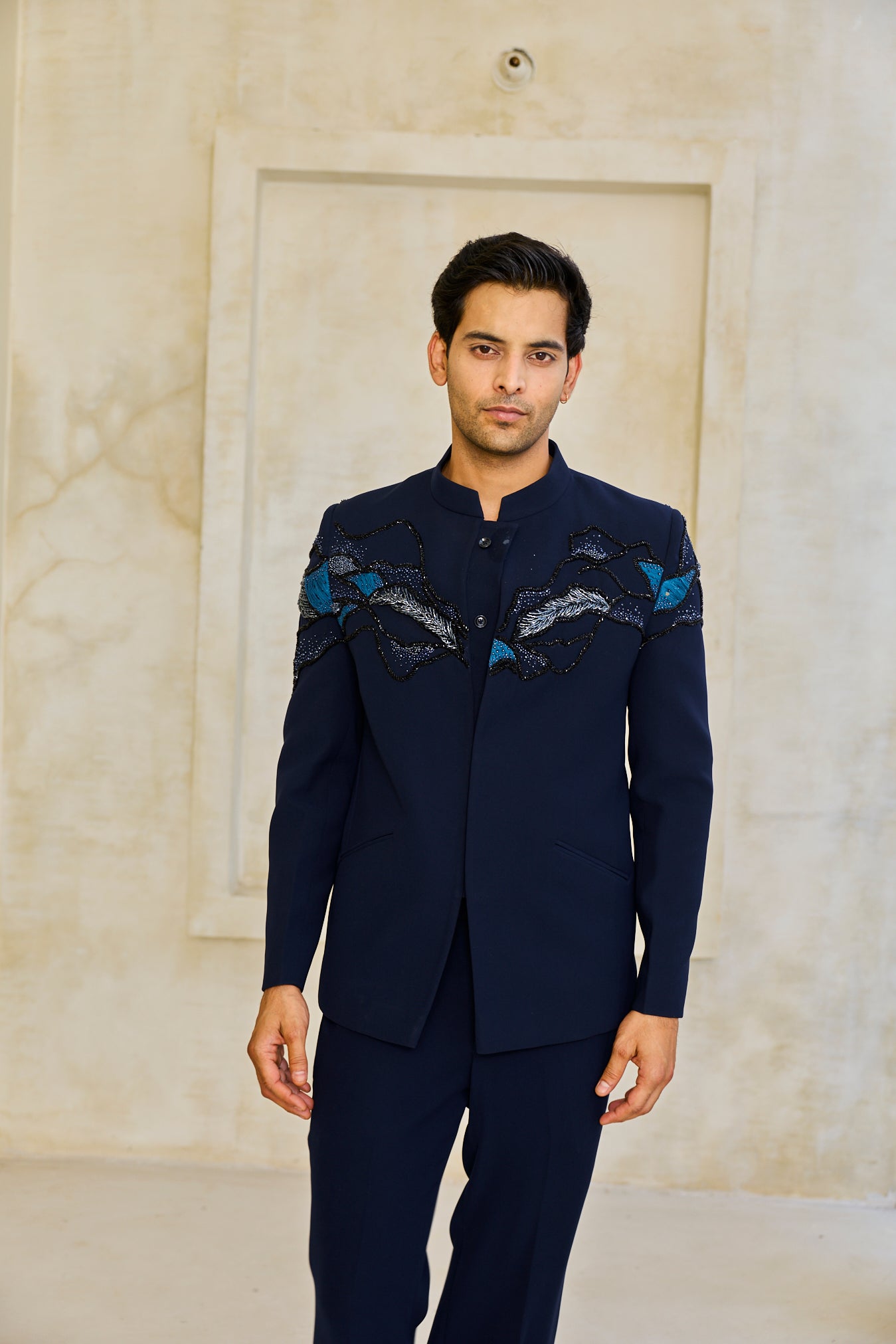 The Azure Crest Cut-Out Bandgala Set