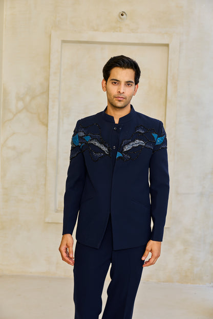 The Azure Crest Cut-Out Bandgala Set