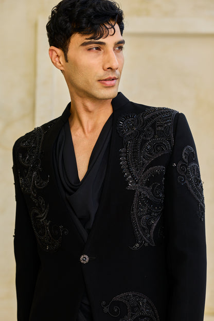 The Obsidian Shadow Embroidered Indowestern