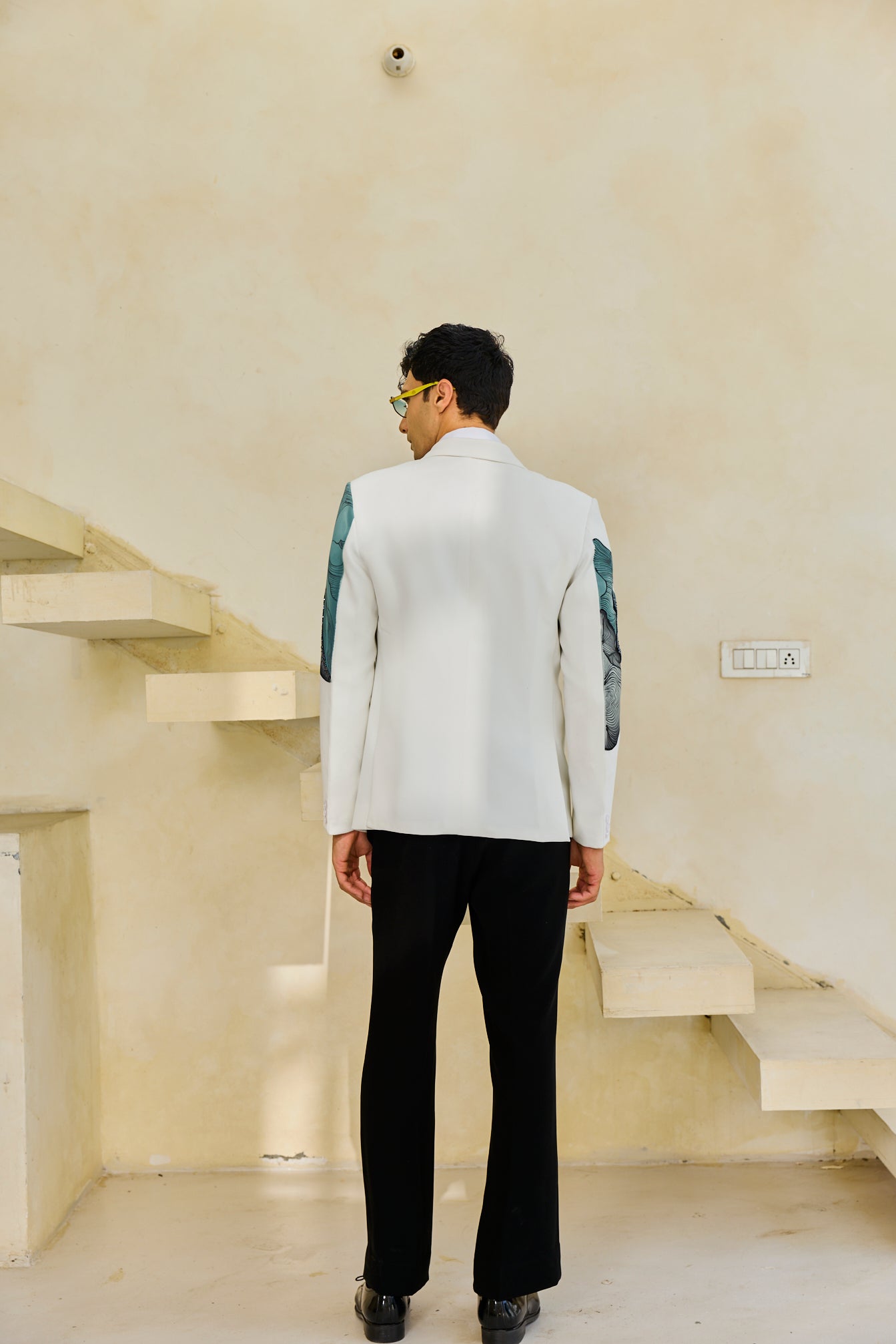 White Aqua Handpainted Tuxedo Set