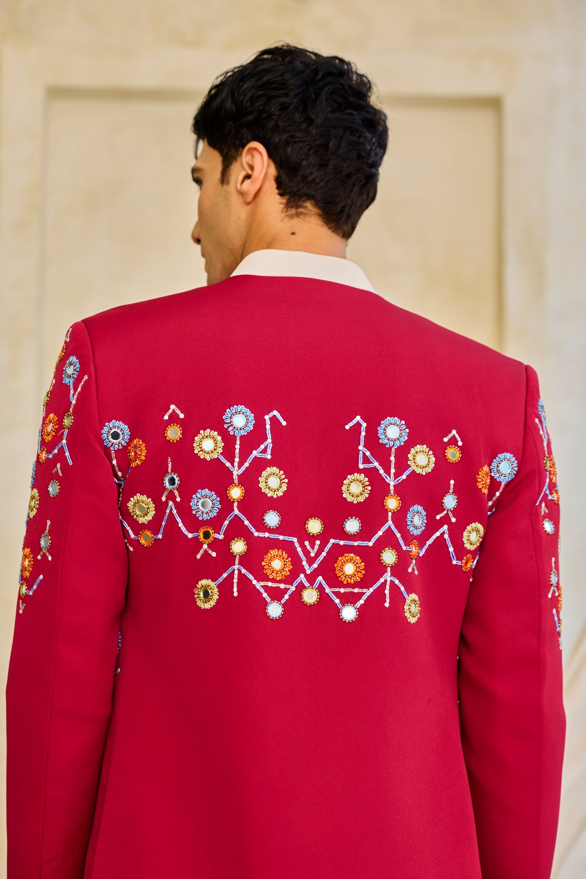 The Crimson Bloom Embroidered Indowestern set