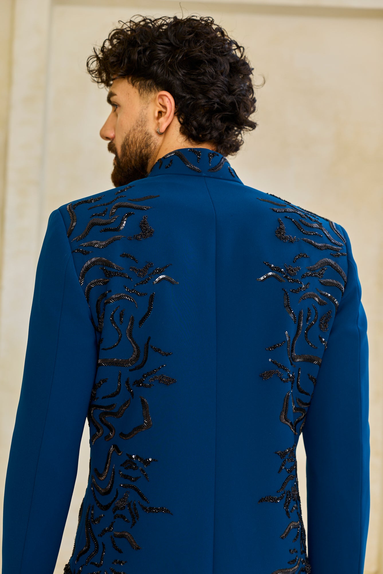 The Cobalt Bloom Embroidered Indowestern set