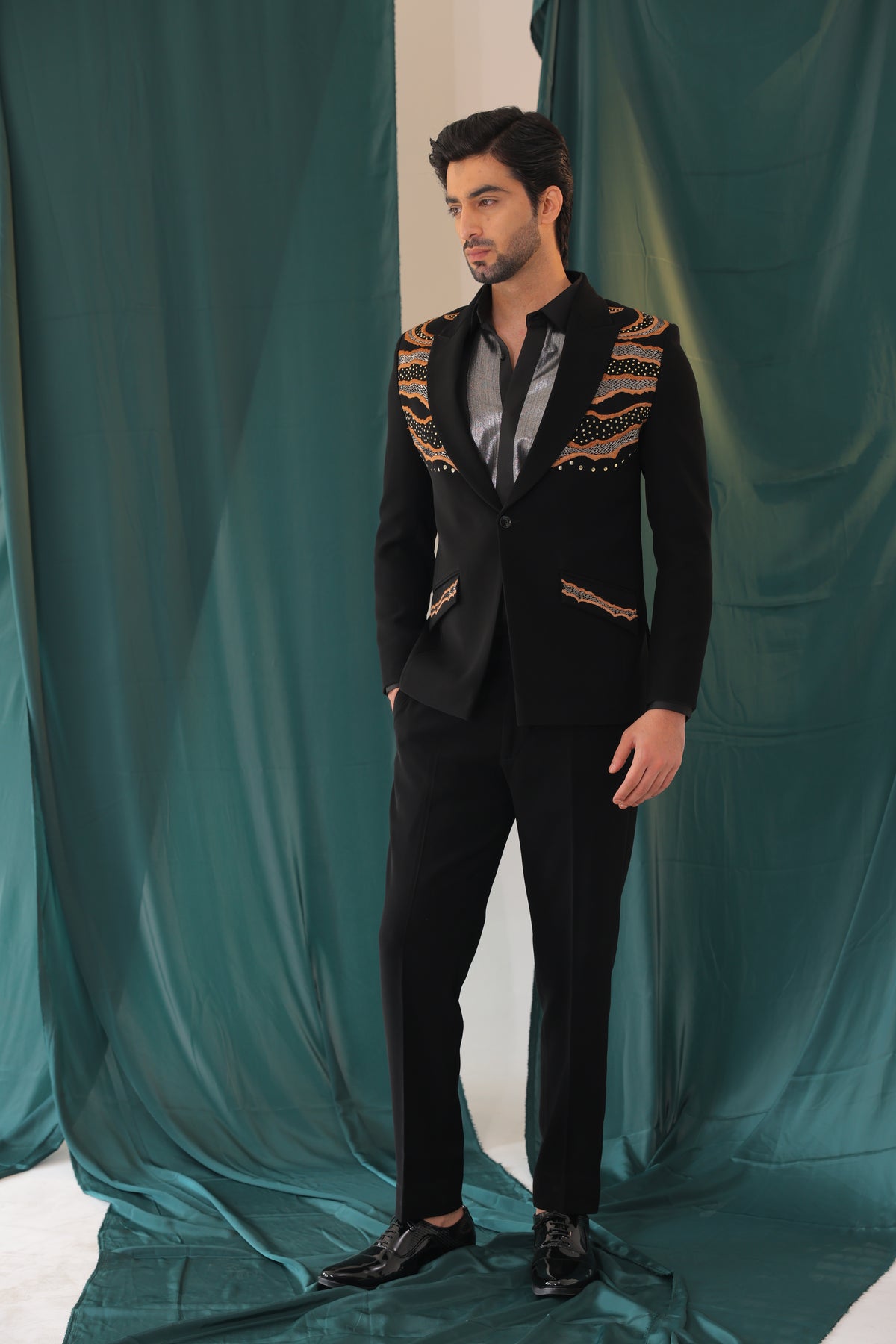 The Obsidian Dune Embellished Tuxedo Set
