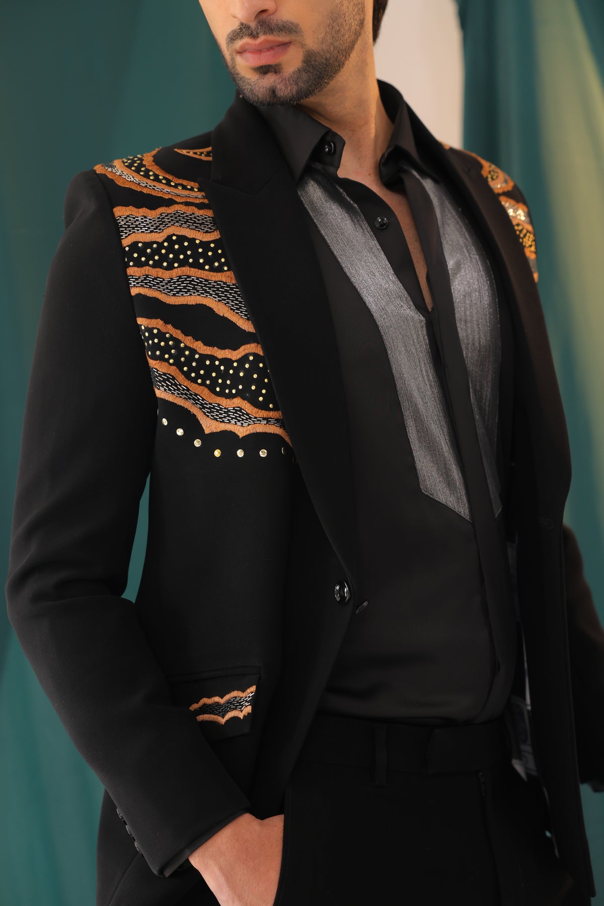 The Obsidian Dune Embellished Tuxedo Set