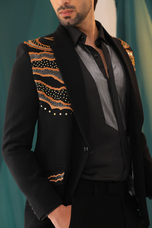 The Obsidian Dune Embellished Tuxedo Set