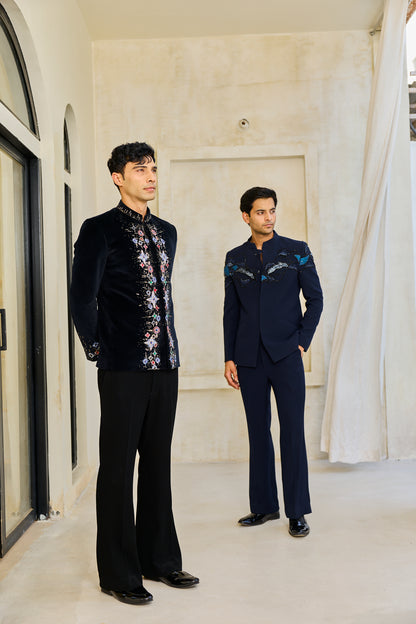 Obsidian Floral Crest Bandgala Ensemble