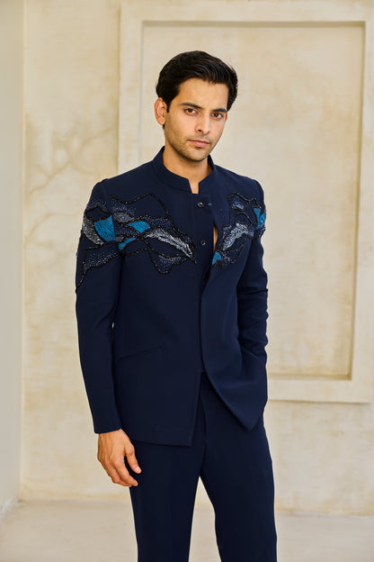 The Azure Crest Cut-Out Bandgala Set