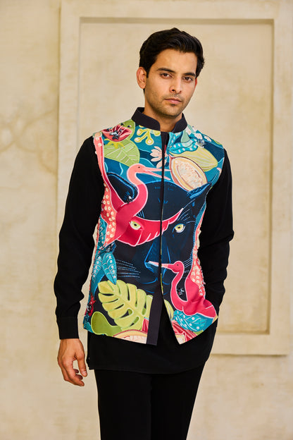 The Jungle Motif Nehru & Kurta Set