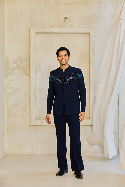 The Azure Crest Cut-Out Bandgala Set
