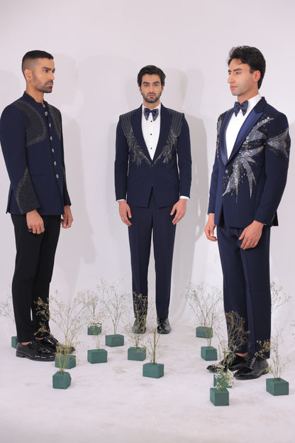 The Azure Wing Hand-Embroidered Evening Suit