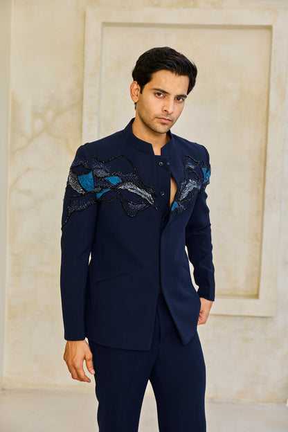 The Azure Crest Cut-Out Bandgala Set
